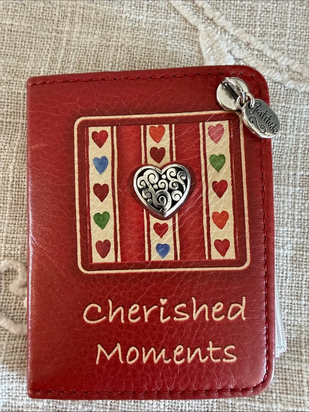 Brighton Vintage Rare Cherished Moments Red Leather Holder For Photos.